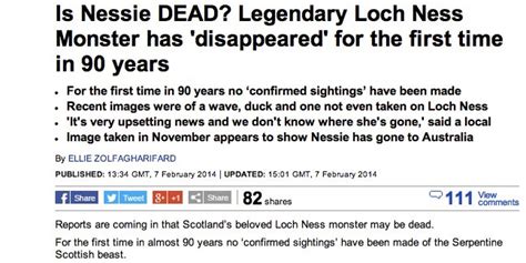 is the loch ness monster dead is this newspaper headline