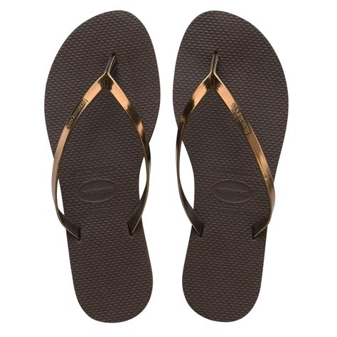 havaianas  metallic dark brown thin  elegant flip flop  women
