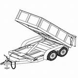 Trailer Clipart Dump Blueprints Trailers Hydraulic Four Draw Drawing Truck Tractor Box Parts Wheeler Step Semi Utility Cliparts Equipment Cargo sketch template
