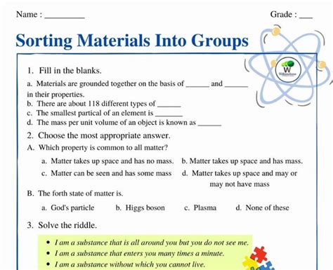 worksheet  sorting materials  groups  shown   image