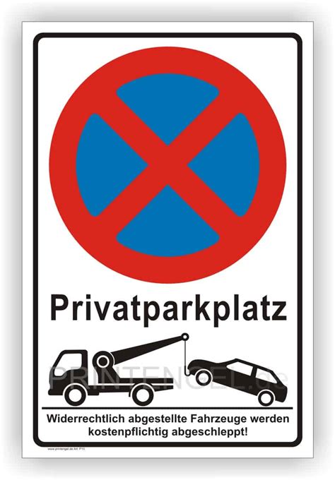 schild privatparkplatz printengel