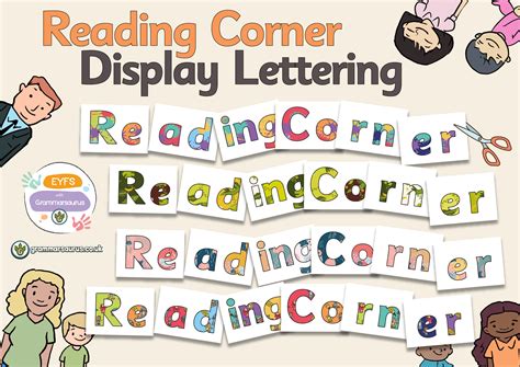 eyfs display reading corner display lettering grammarsaurus