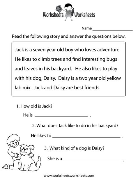 short stories  comprehension questions jassiah  grade  printable short