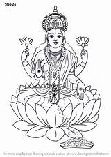 Lakshmi Mata Draw Goddess Hinduism Hindu Devi Saraswati Ganesha Laxmi Ganesh Dewi Drawingtutorials101 Hindus Yunani Dewa sketch template