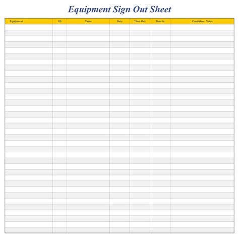 printable equipment sign  sheet template printable templates