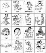 Action Verbs Coloring Pages Verb Gesture Game Cards Actions Esl Beginner Teaching sketch template