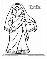 Coloring Indian Traditional Clothing India Asian Paper Worksheet Dolls Trajes Del Niños Pages Para Colorear Around La Worksheets Sheet Education sketch template