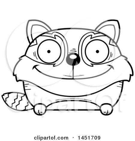 clipart graphic   cartoon black  white lineart happy red panda