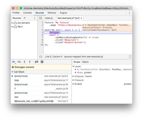 debug tests  chrome developer tools debugging recipes