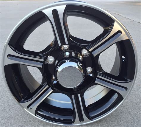 aluminum type  black trailer wheel  hole  chrome cap