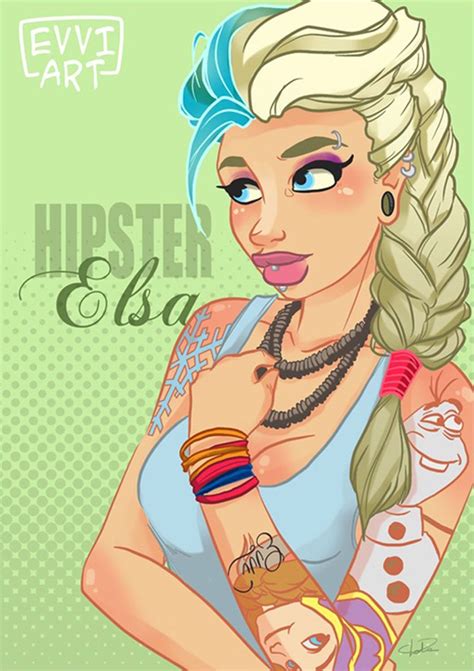 hipster elsa princesses disney branchées princesse disney tatouée et princesse disney