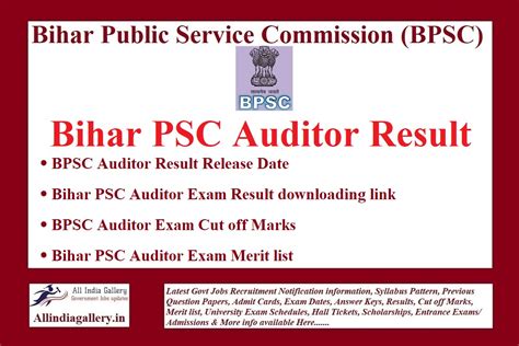 Bpsc Auditor Result 2021 Bihar Psc Auditor Result Score Card Cut