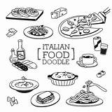 Rysunek Jedzenie Italienne Wloskie Strony Doodles Włoskie Myloview sketch template