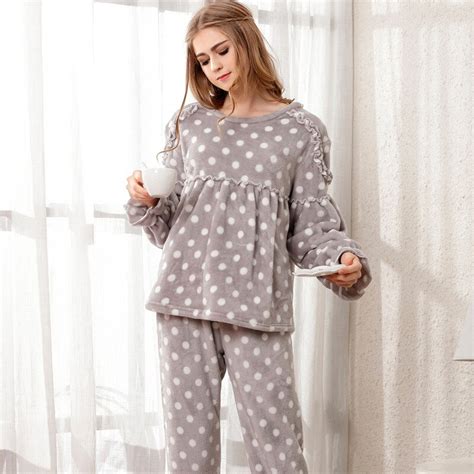 sparogerss fashion design women pajama set 2018 winter ladies flannel