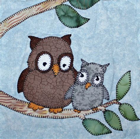 owl  applique quilt block pattern north american forest