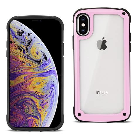 apple iphone xs max heavy duty rugged shockproof full body case  pinkclear walmartcom