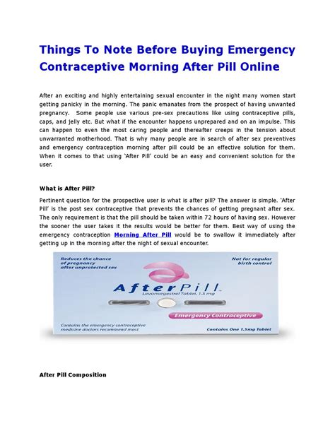 things to note before buying emergency contraceptive morning after pill online by afterpill1 issuu