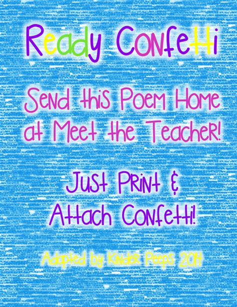 ready confetti poem  meet  teacher meet  teacher  year
