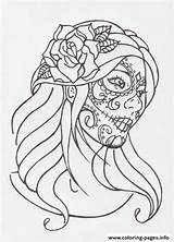 Skull Sugar Coloring Girl Pages Printable Makeup Print Tattoo Drawing Dead Deviantart Skulls Info Color Tattoos Adult Getdrawings Designs Woman sketch template