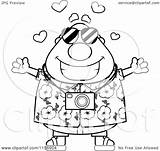Tourist Cartoon Arms Open Man Clipart Thoman Cory Outlined Coloring Vector Plump Female Royalty sketch template