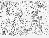 Rain Coloring Pages Rainy Fun Kids Printable Girl Bert Ernie Under sketch template