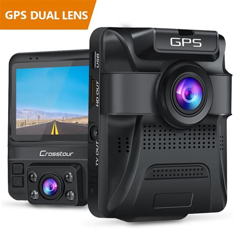 uber dual lens dash cam built  gps  car dashboard camera crosstour p ebay