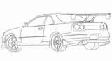 Nissan Gtr Coloring Skyline Drawing Pages R35 Sketch Drawings Template Nismo sketch template