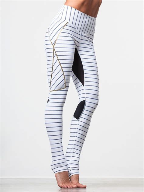 nordica legging in white pinstripe workout attire