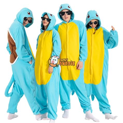 squirtle squad halloween group costumes  adult cute onesie pajamas