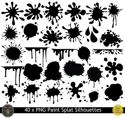 silhouette paint splats black paint splatters drops ink blots