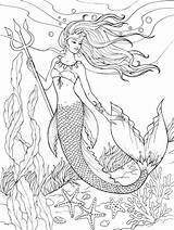 Mermaids Sheets Sirenas Sirena Dover Pintar Ariel Getcolorings Trident Marvelous Fan Getdrawings Coloringfolder Adultos sketch template
