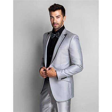 2017 tailored shinny silver mens cool suits groom men wedding tuxedos