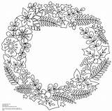 Pages Colouring Wreath Coloring Christmas Winter Flower Wreaths Flowers Adult Visit Mandala sketch template