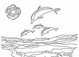 Morski Krajobraz Kolorowanka Druku Delfiny Rybami Jakie Są Mlekiem Ponieważ Które Matki Swoje Tylko Młode Popatrz Piękne Wody sketch template