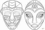 Coloring African Masks Pages Drawing Printable Paper sketch template
