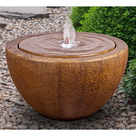 tranquility  modern outdoor bubbler fountain  light  lamps