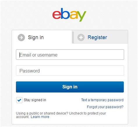 ebay login sign  ebay account  buy sell  auction