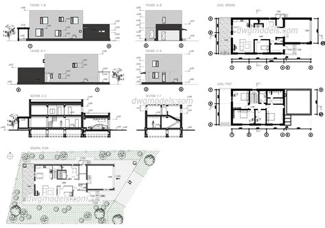 modern house autocad plans drawings