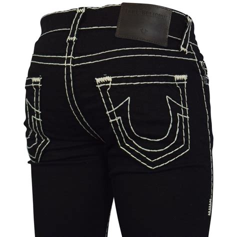 true religion denim midnight black white rocco relaxed skinny jeans for