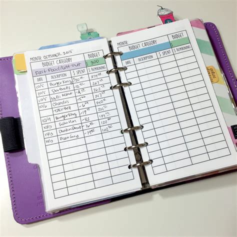 personal business financial filofax sections  printables