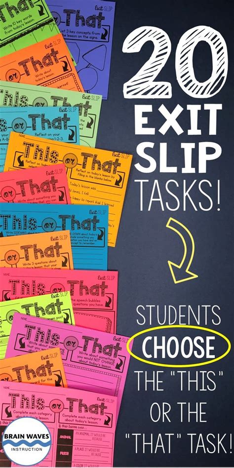 this set of 20 exit slips or tickets out the door will motivate and