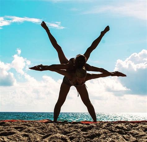 yoga silhouette   beach acro yoga star pose