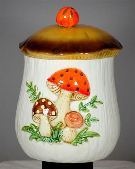 vintage sears merry mushroom large ceramic canister cookie jar