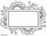 Doodle Coloring Name Borders Pages Template Templates Frame Frames Printable Tag Alley Labels Color Border Card Flower Label Colouring Quilt sketch template