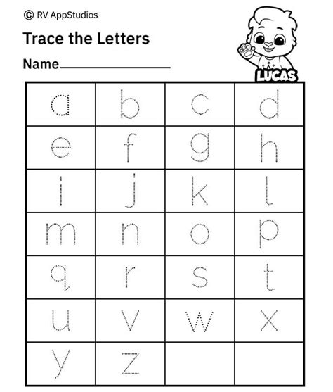 printable tracing letters small letter   kids