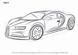 Bugatti Chiron Draw Drawing Step Cars Sports Tutorials sketch template