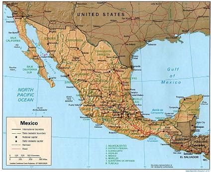 mapa relieve mexico