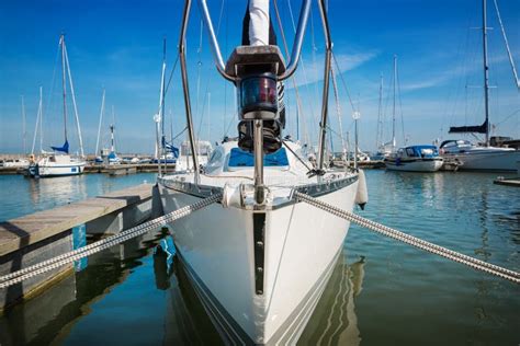 sailboat stock photo image  summer harbour rope