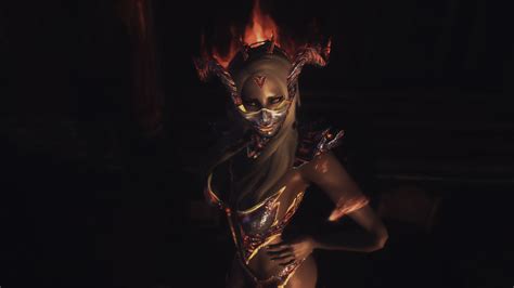 flame atronach with silver and dark variations cbbe with flame fx at skyrim nexus mods and