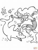 Mermaid Coloring Unicorn Pages Dolphins Printable Drawing Categories sketch template
